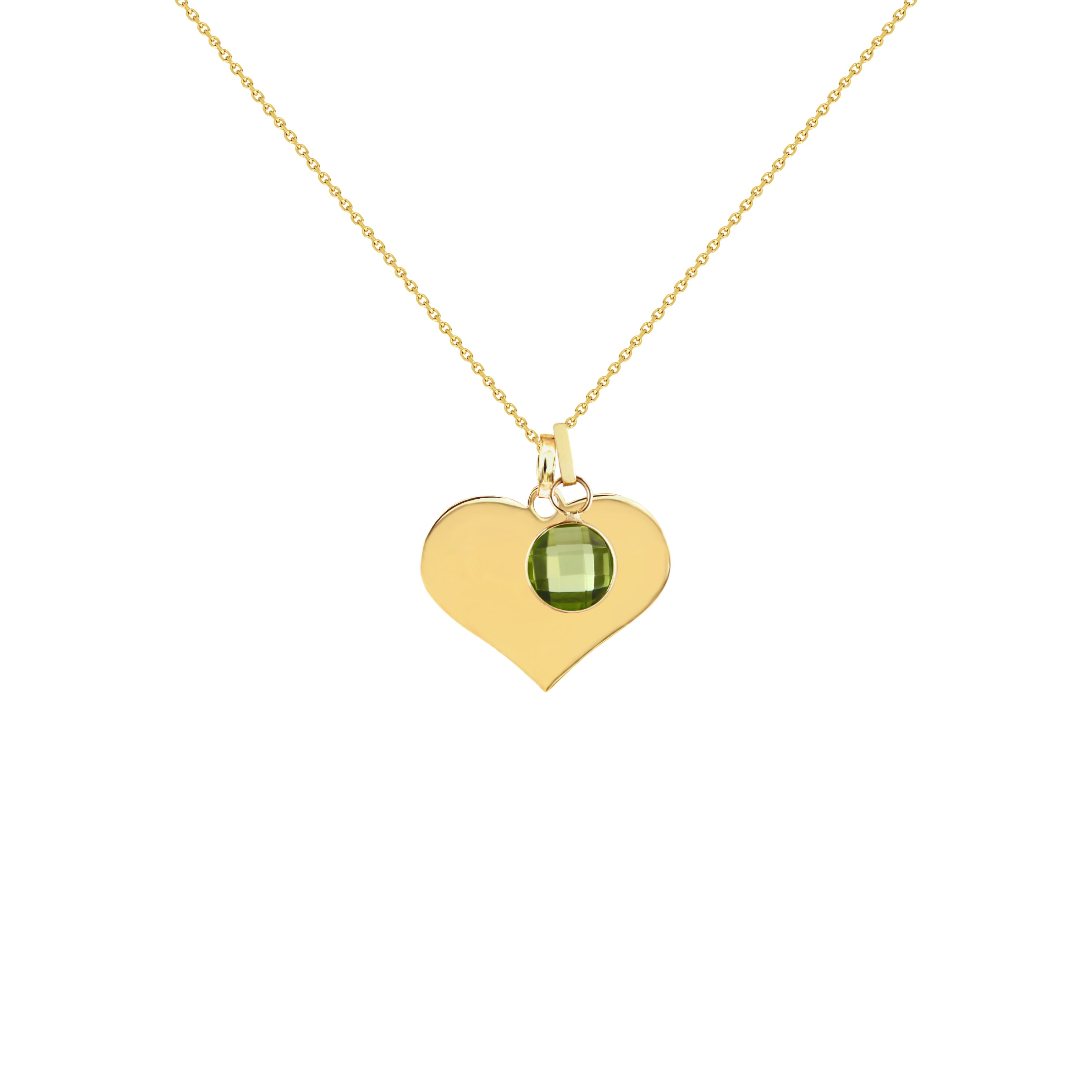 Cherie Yellow Gold Heart Necklace with Birthstone Charm