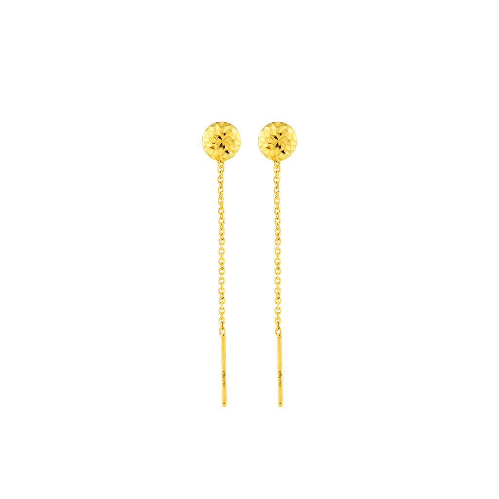 18K Chinese Gold Half Ball Stringer Earrings