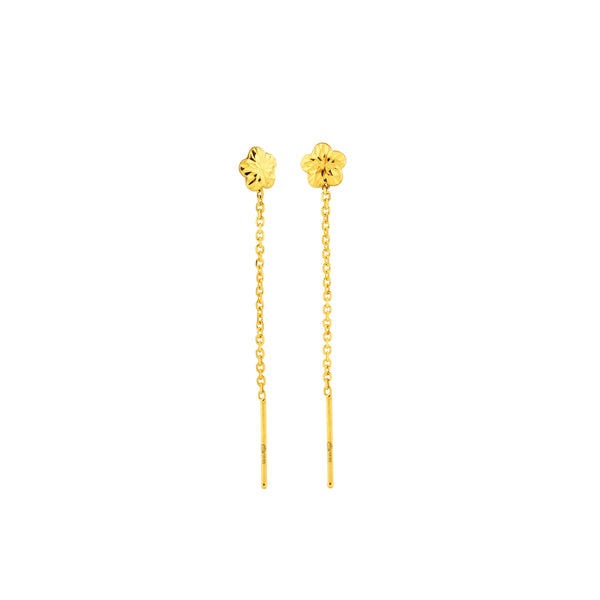 18K Chinese Gold Flower Stringer Earrings