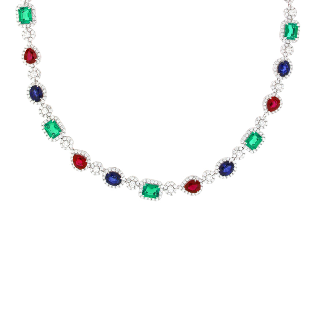 Multicolor Multi-Shaped Tennis Necklace