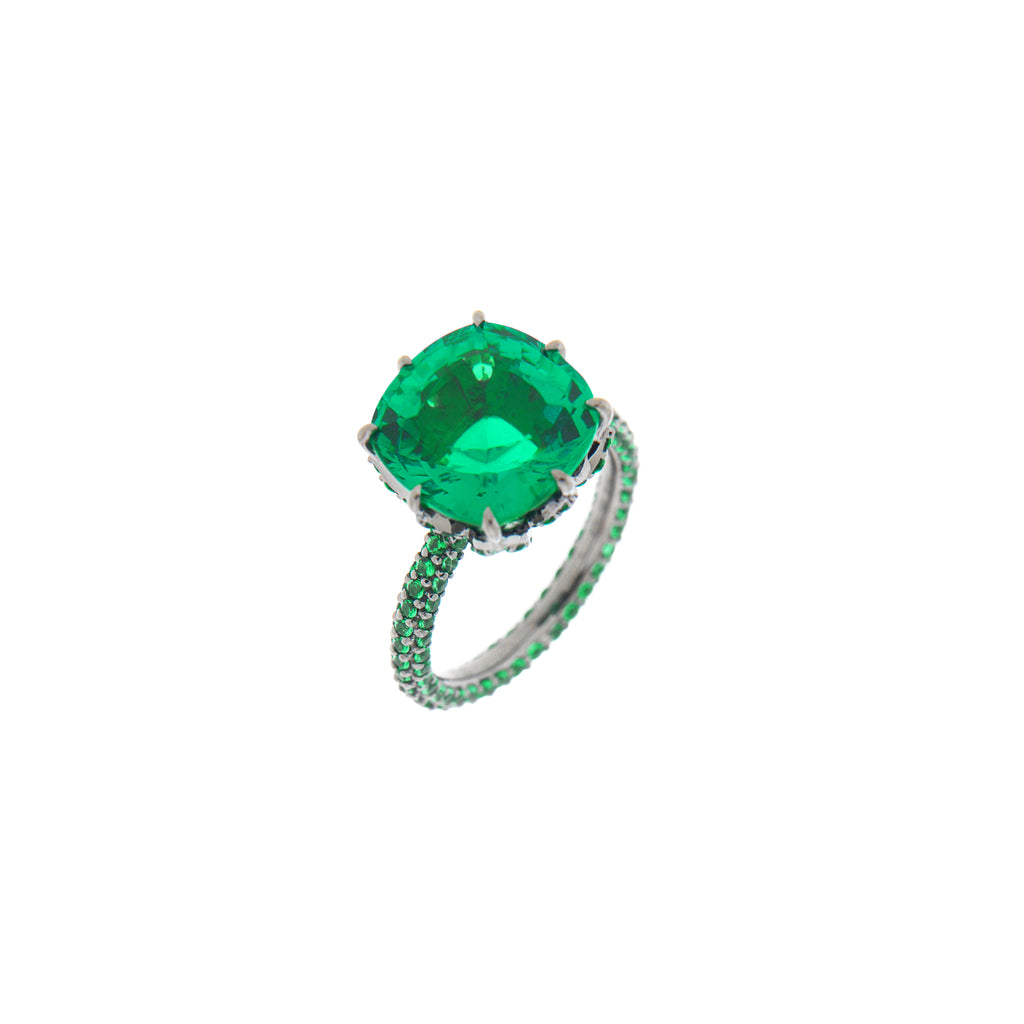 Cushion Emerald Ring