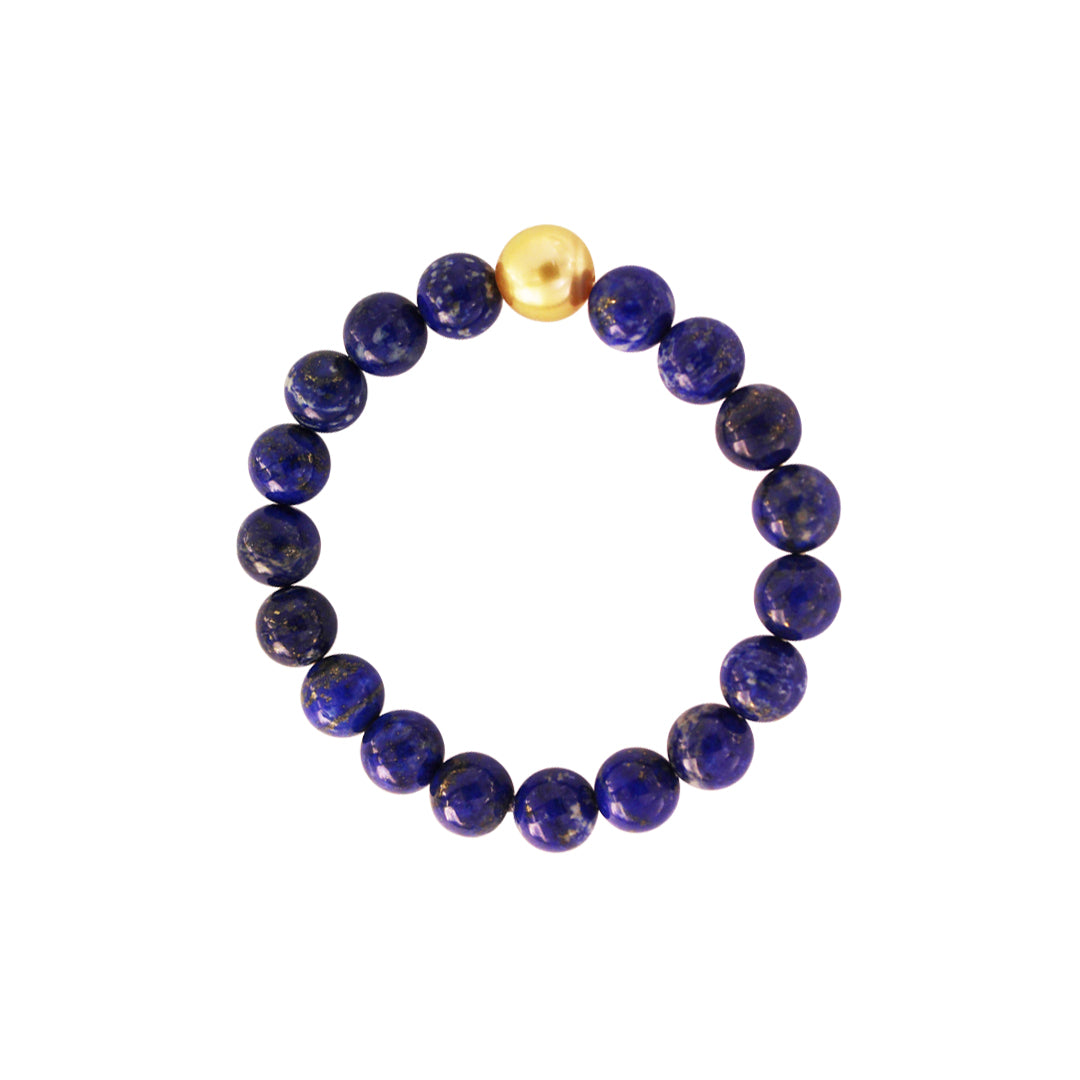 Lapis Lazuli Bead with Pearl Bracelet