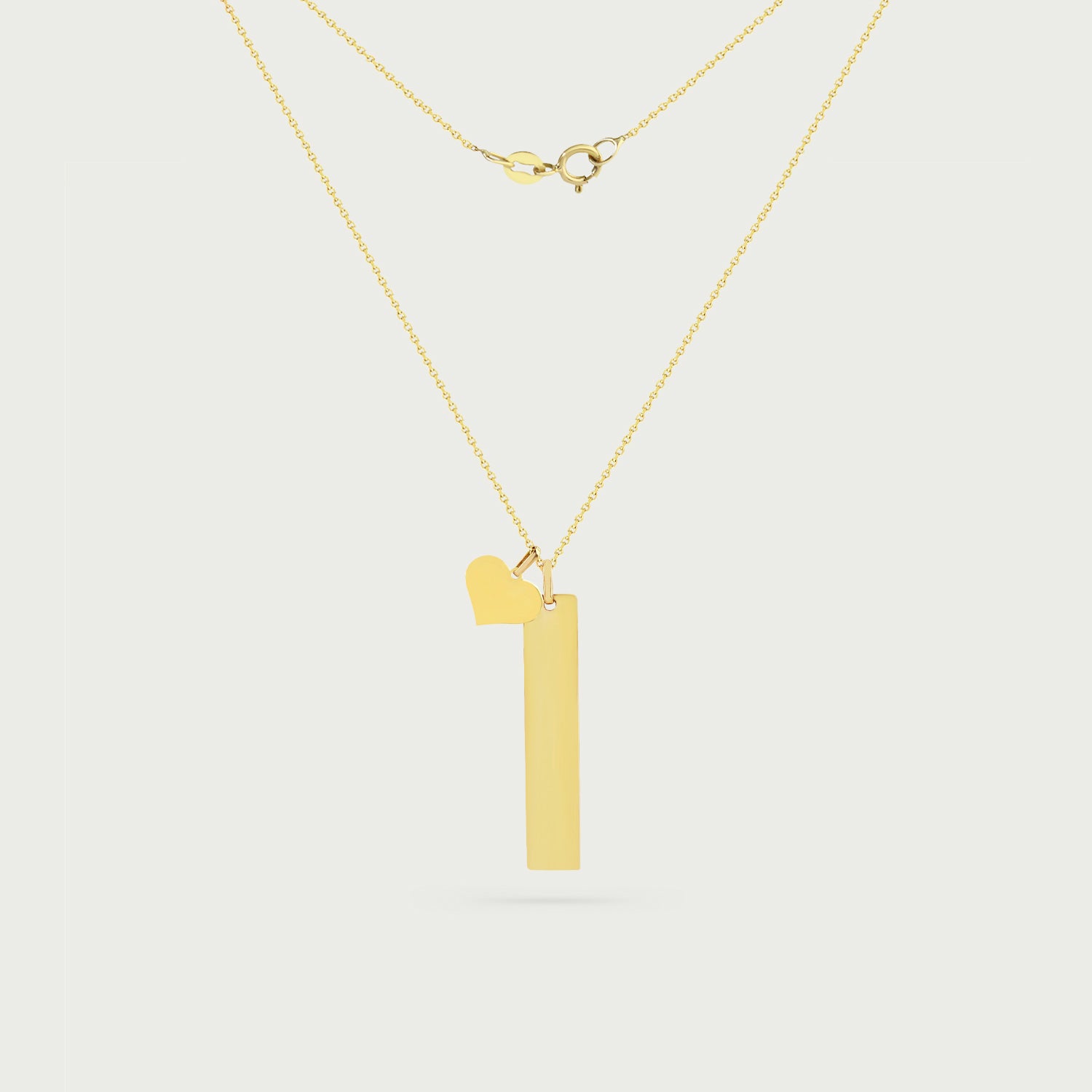 Olivia  Vertical Bar Necklace with Heart Charm