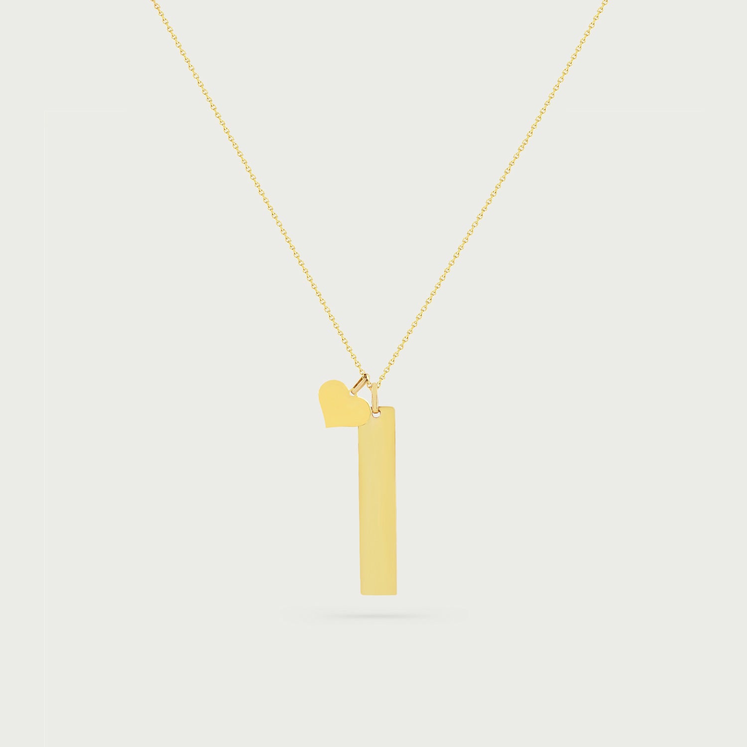 Olivia  Vertical Bar Necklace with Heart Charm