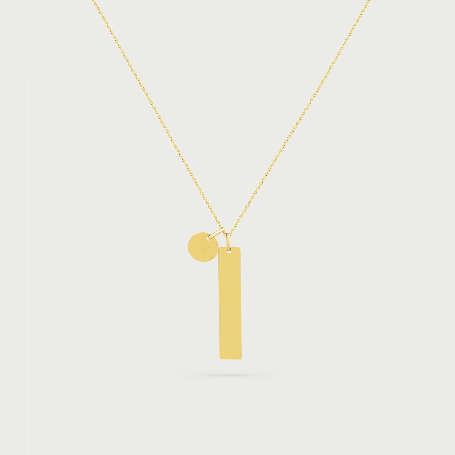 Olivia  Vertical Bar Necklace with Disc Charm