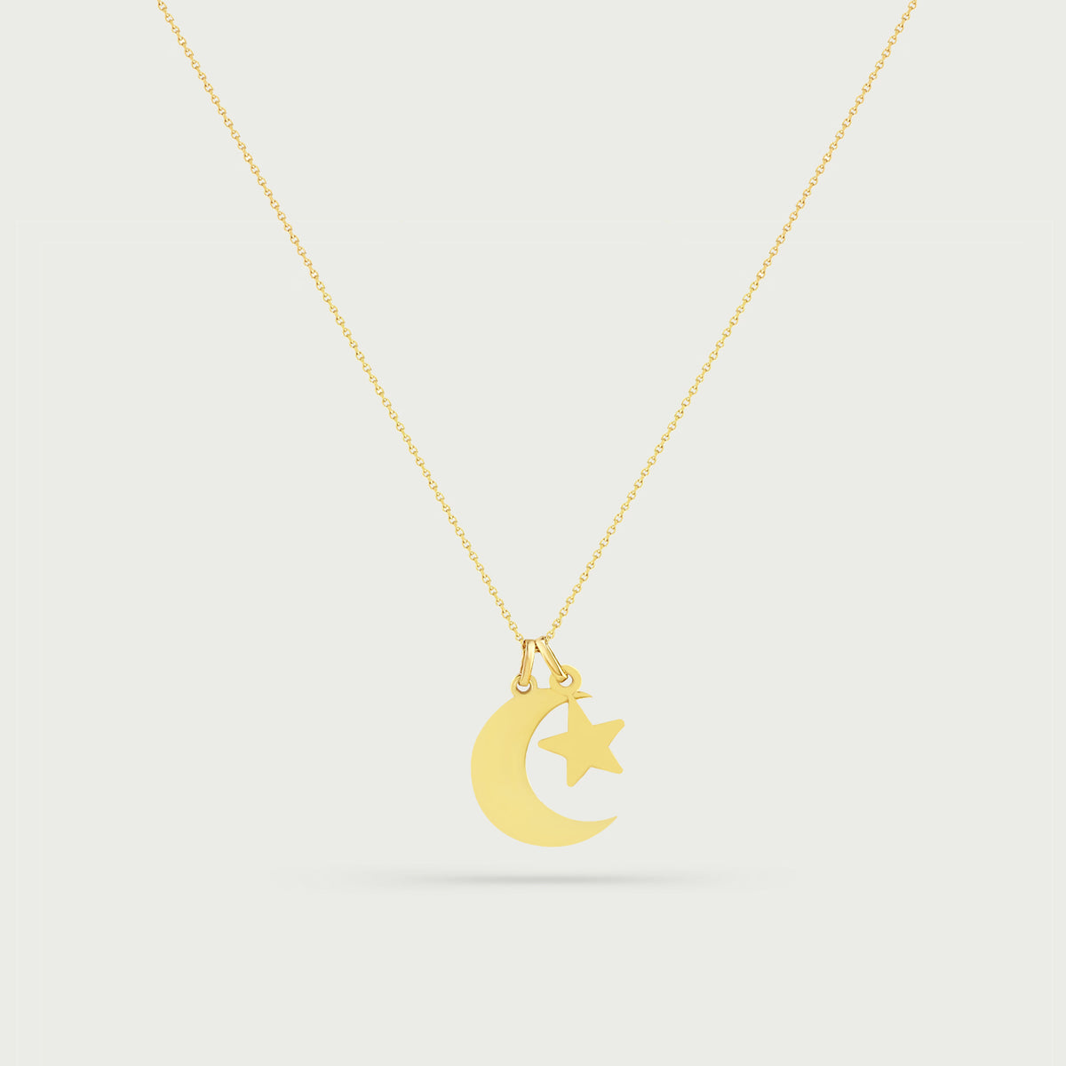 Crescent Moon with Star Gold Necklace
