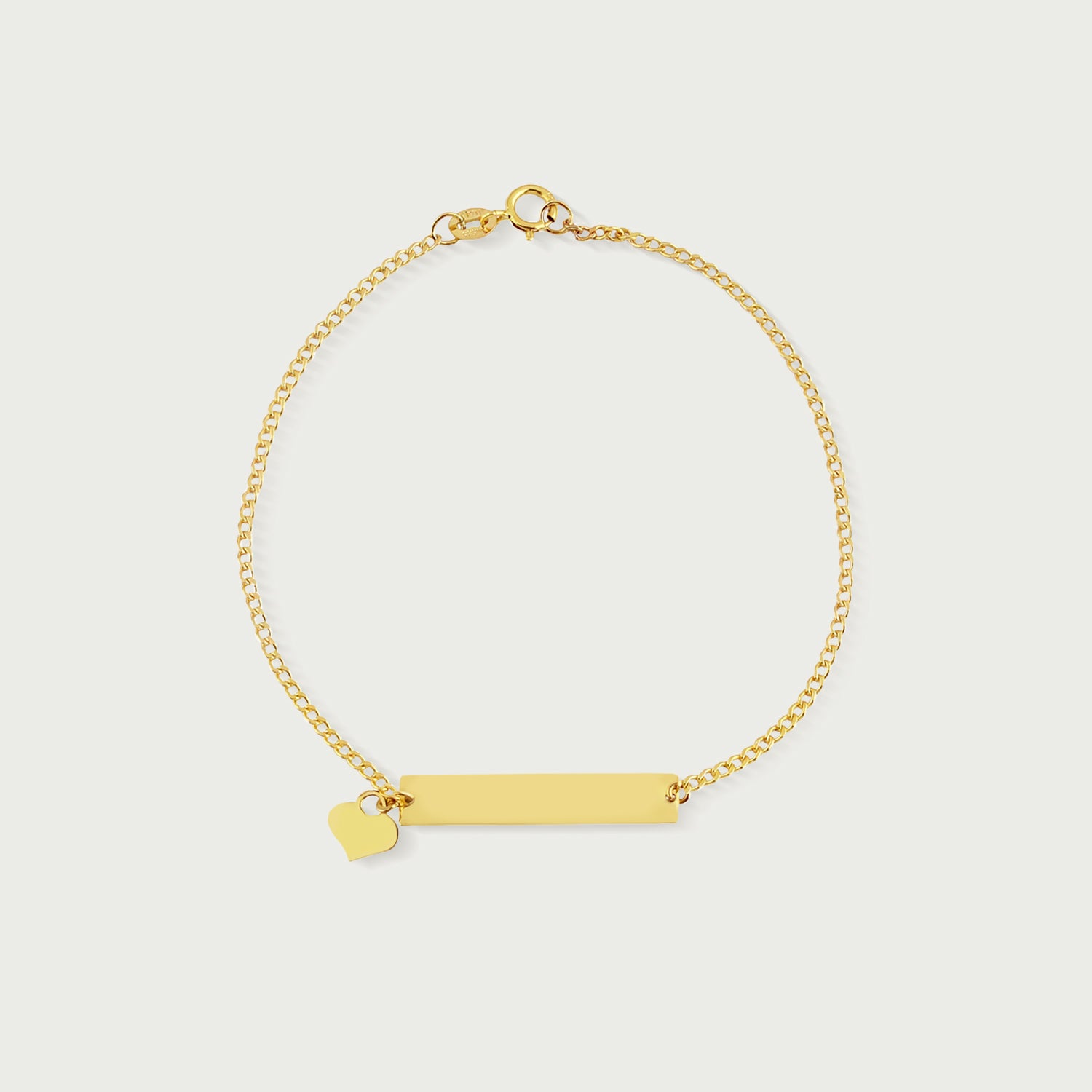 Horizontal Bar Bracelet with Heart Charm