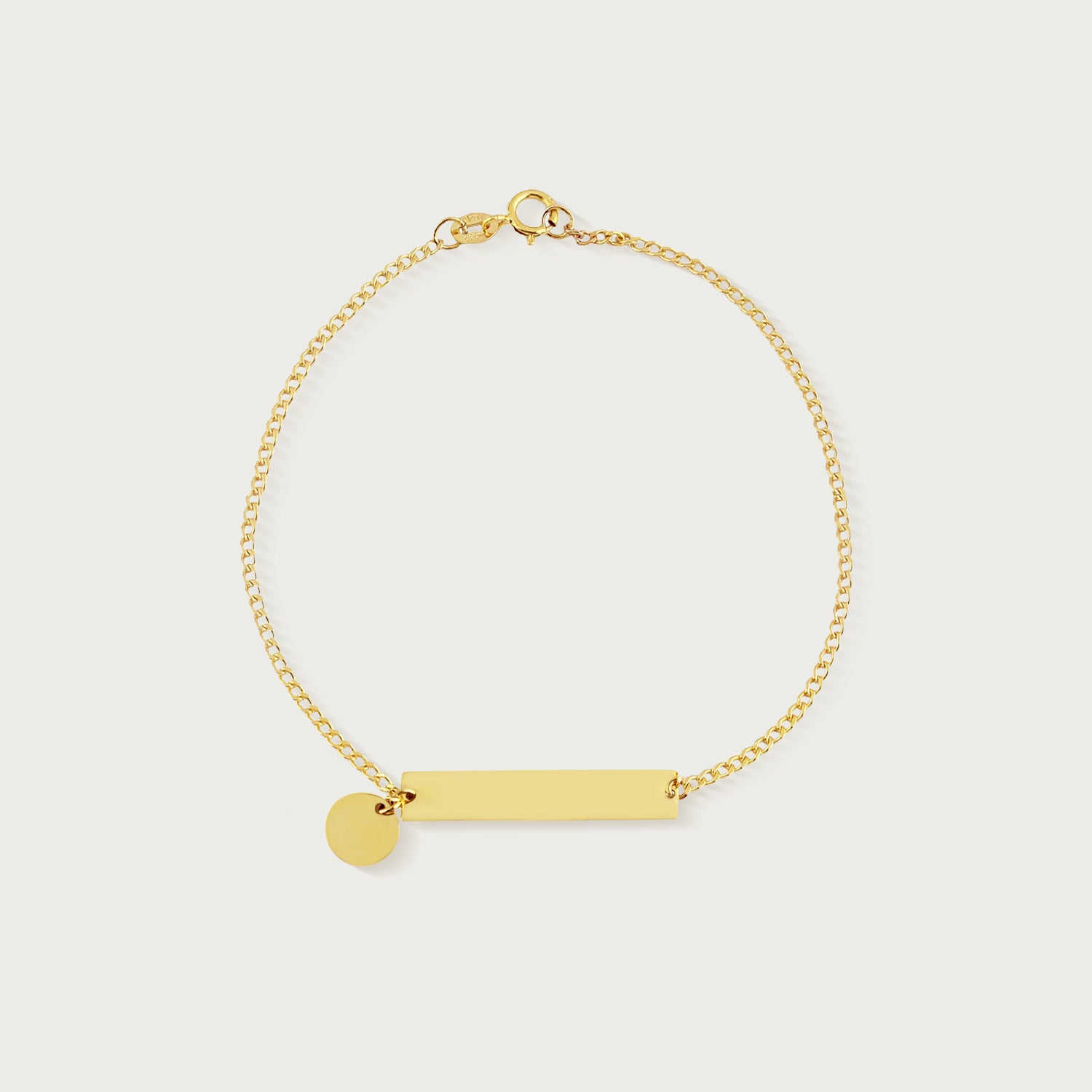 Horizontal Bar Bracelet with Disc Charm