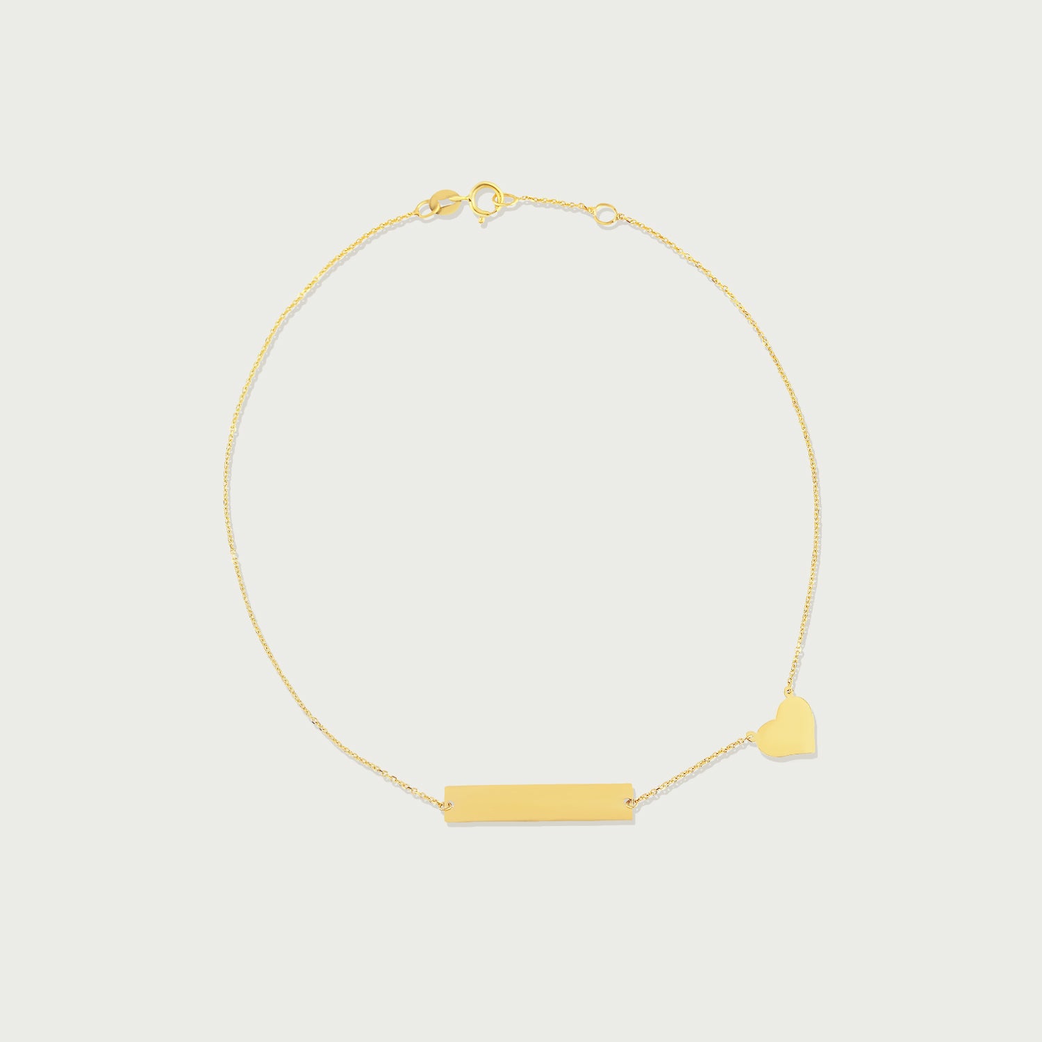 Horizontal Bar Anklet with Heart Charm