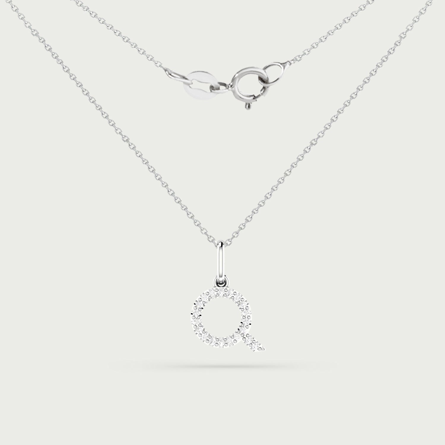 Classic Initial Charm Diamond Necklace