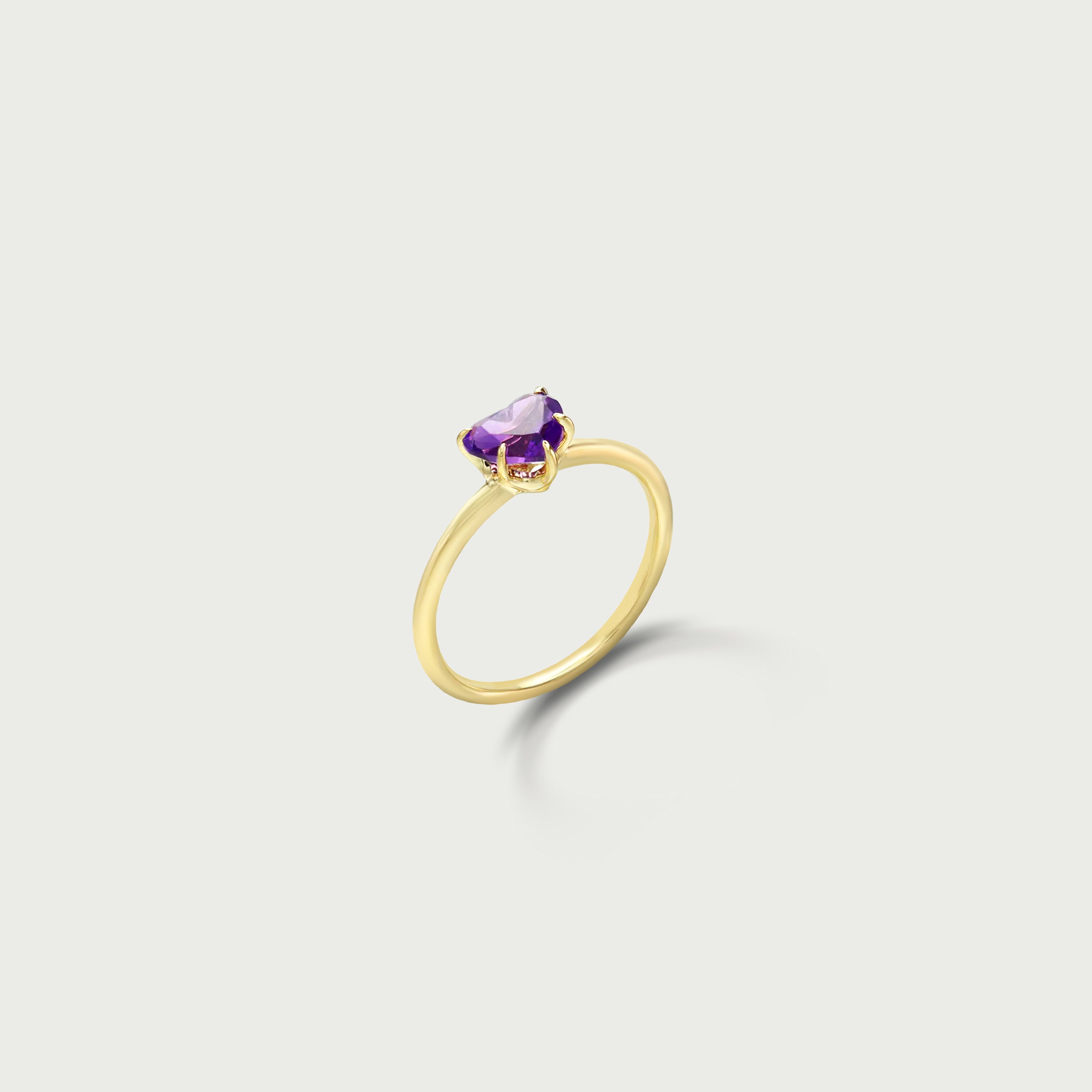 Pure Heart Amethyst Solitaire Ring