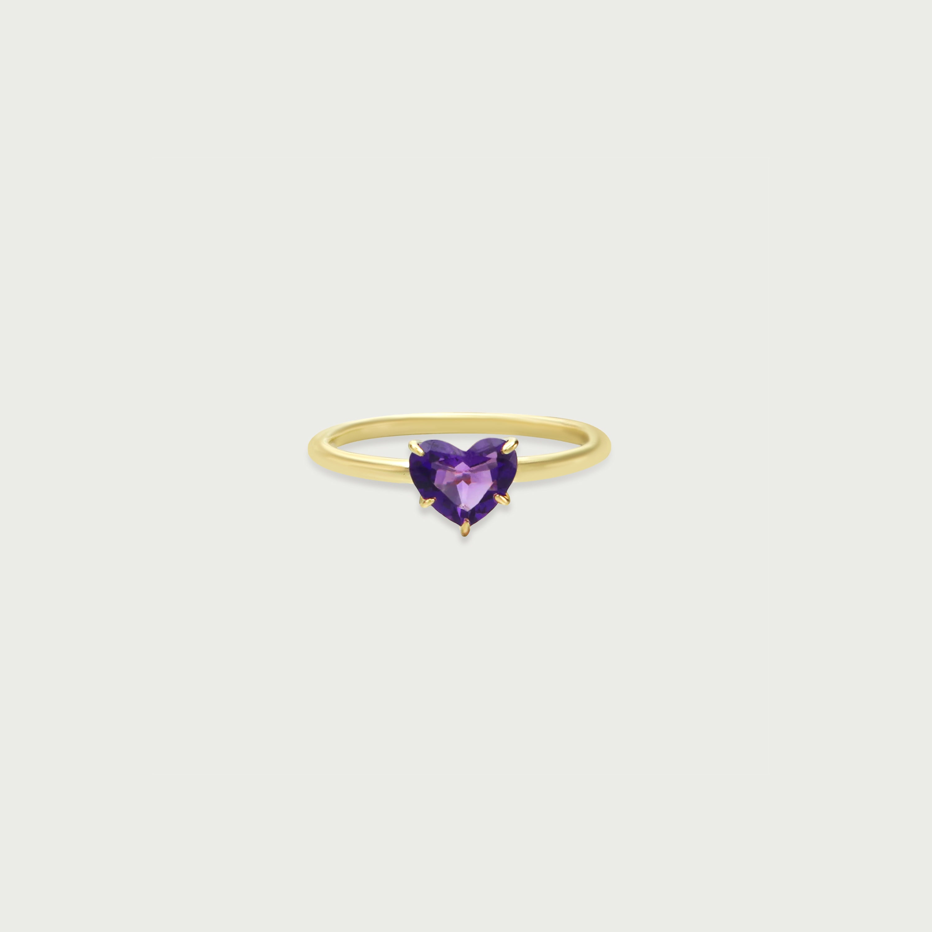 Pure Heart Amethyst Solitaire Ring
