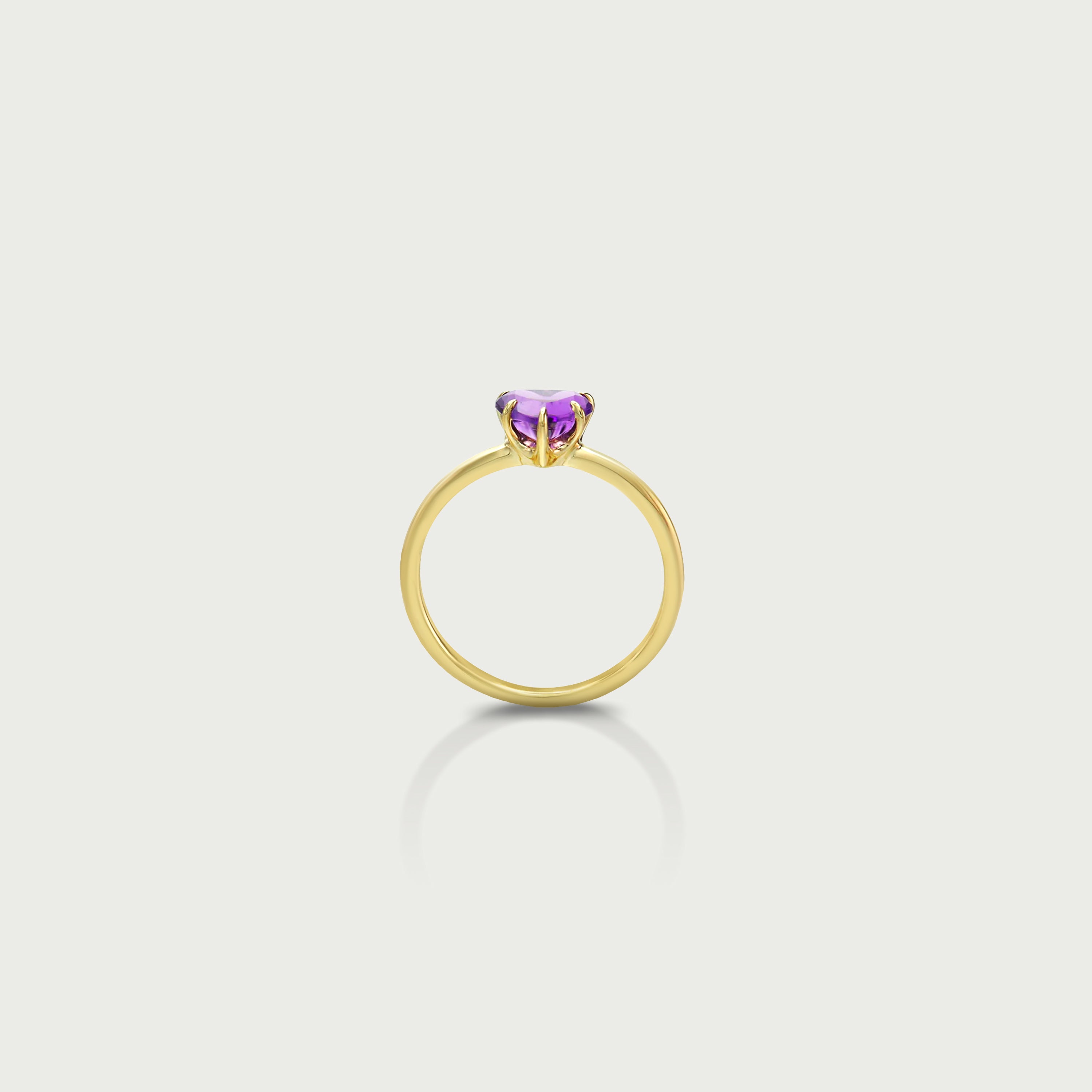 Pure Heart Amethyst Solitaire Ring