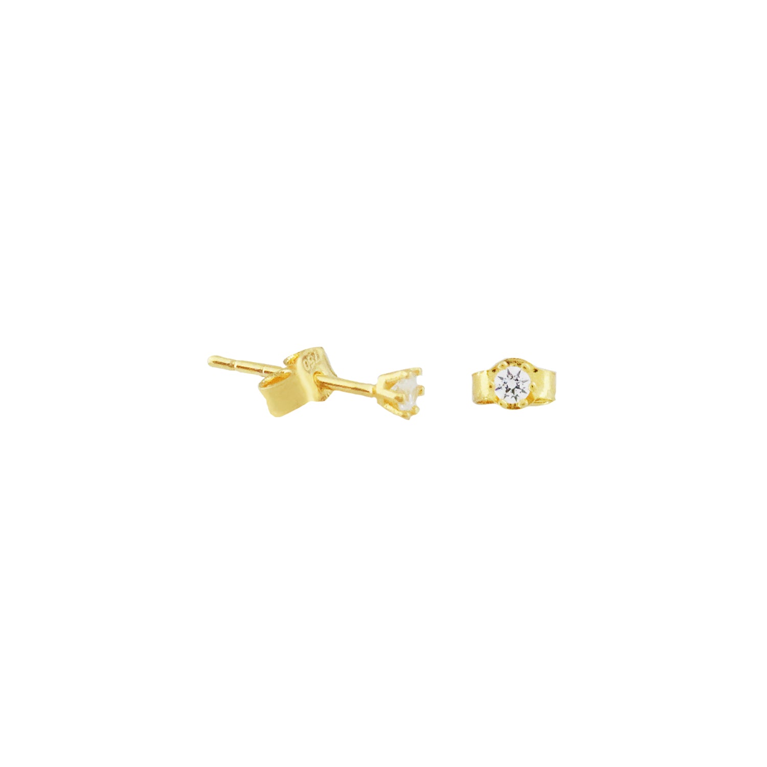 Dainty Solitaire Gold Stud Earrings