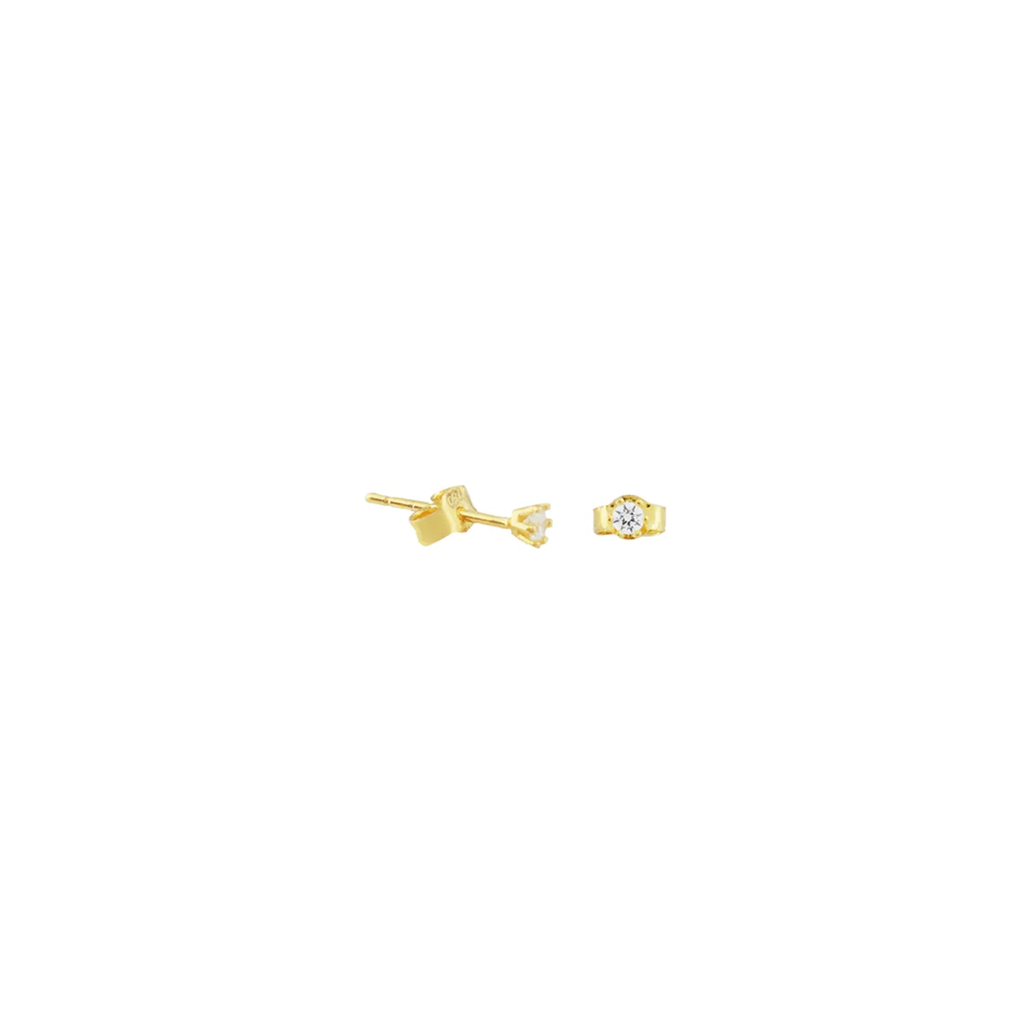 Dainty Solitaire Gold Stud Earrings