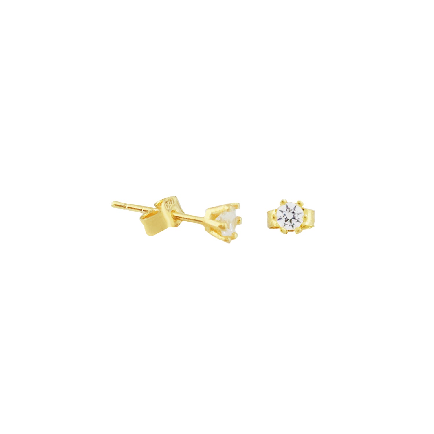 Dainty Solitaire Gold Stud Earrings