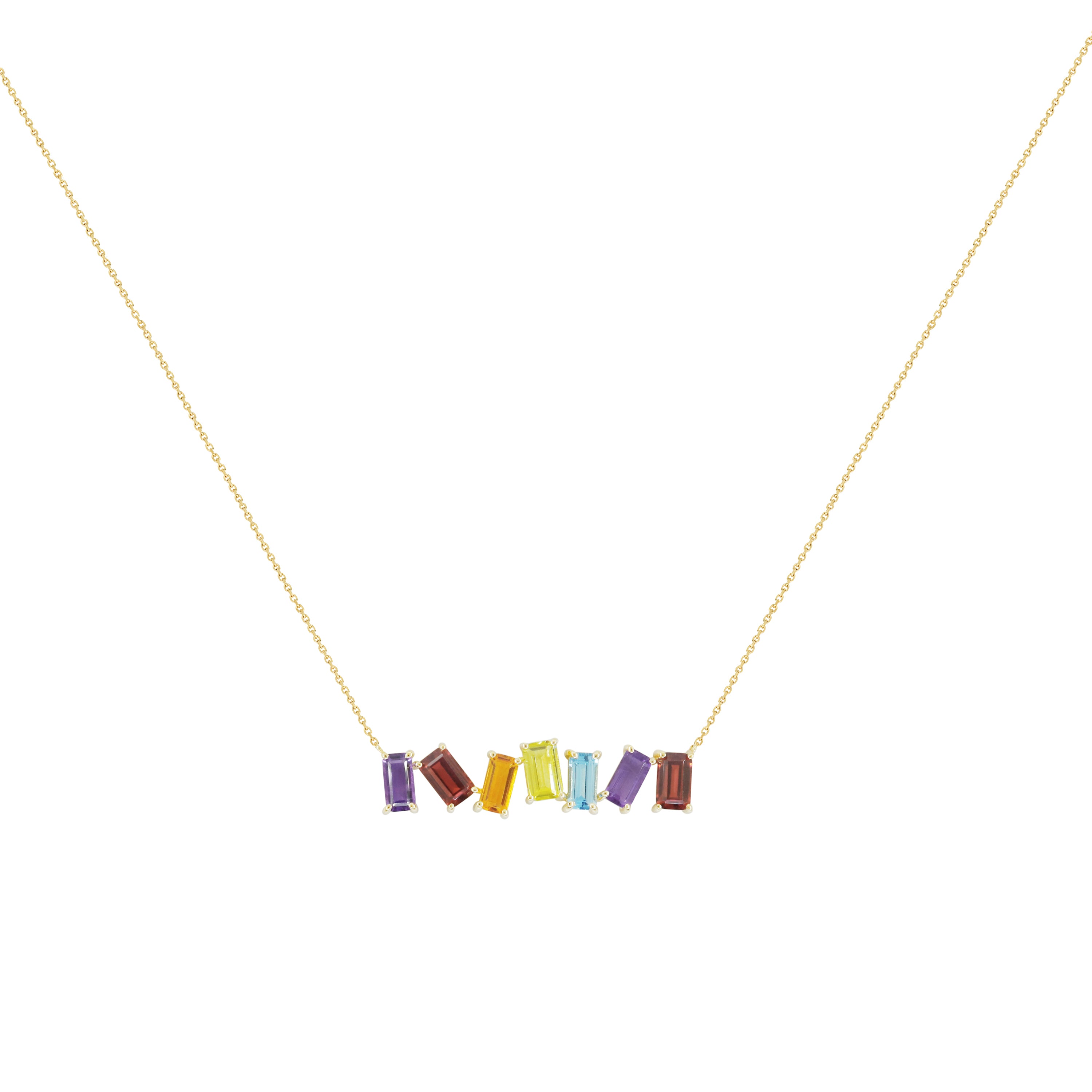 Spectrum Bar Gemstone Necklace
