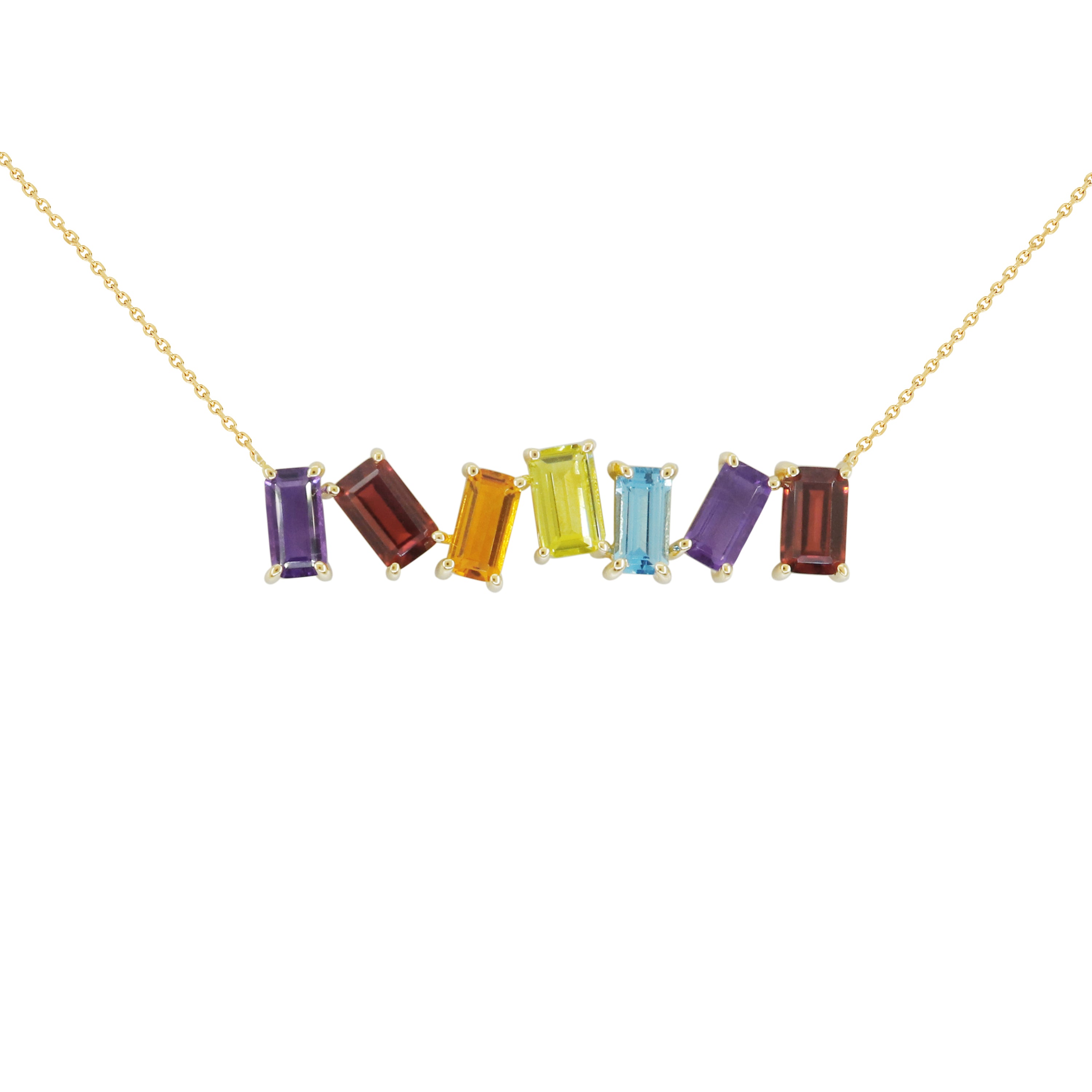 Spectrum Bar Gemstone Necklace