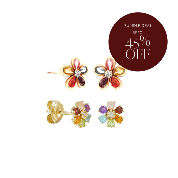 Mom and Me: Little Missy Flower Stud Earrings & Babe, Just Be Yourself Rainbow Floral Stud Earrings
