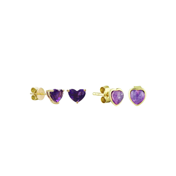 Bundle Deal: Amethyst Sweetheart Stud Earrings