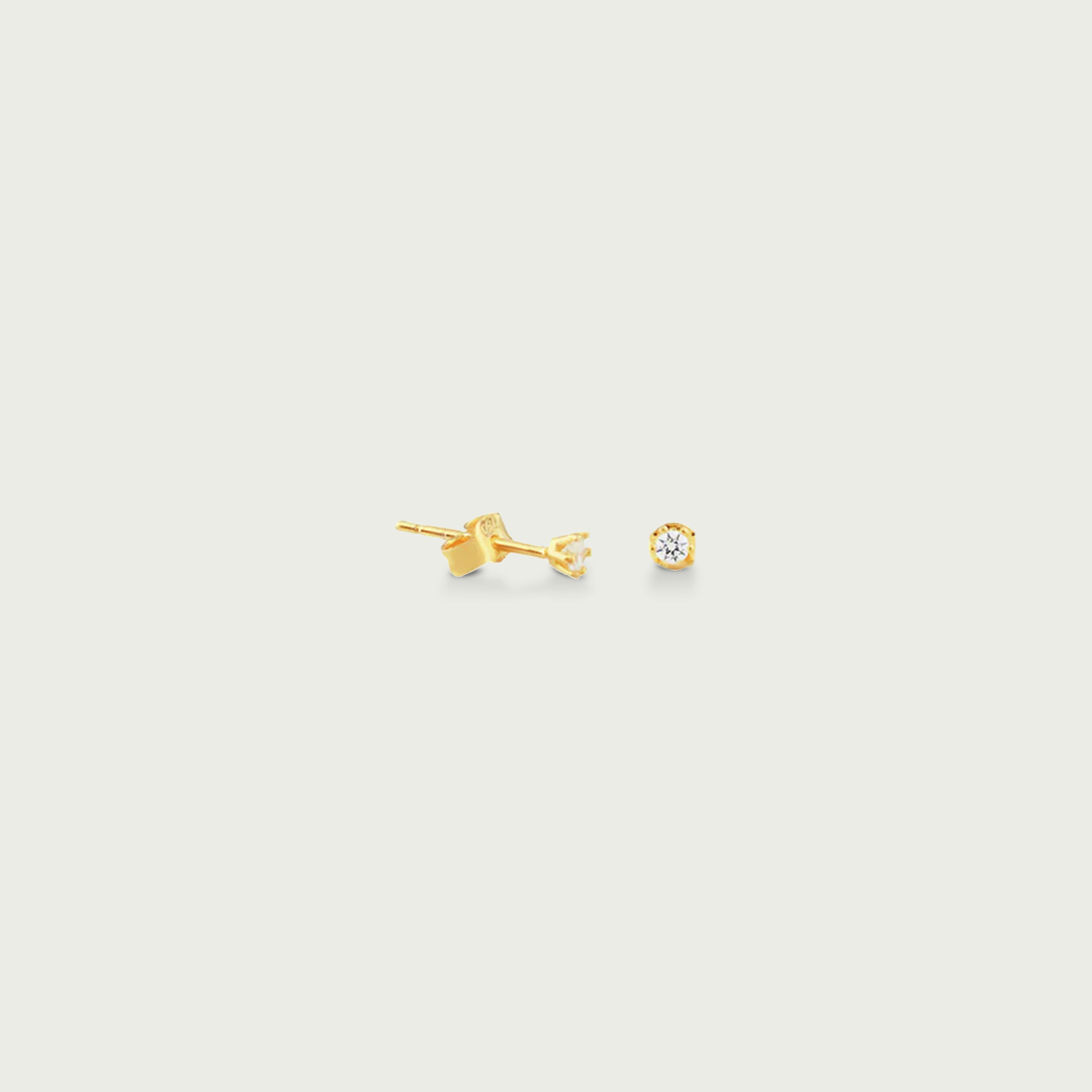 Dainty Solitaire Gold Stud Earrings