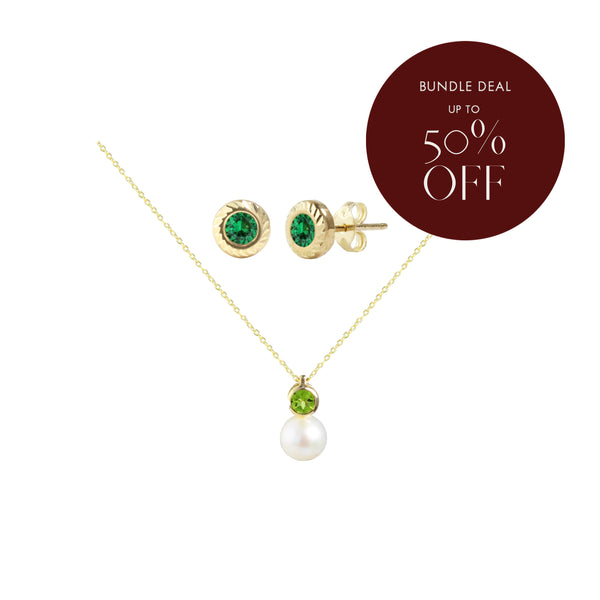 Bundle Deal: All Dolled Up Peridot Necklace and My First Emerald Birthstone Stud Earrings"