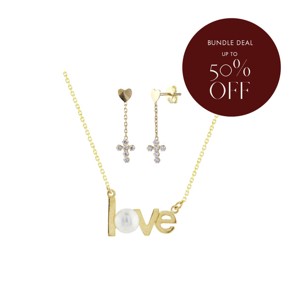 Bundle Deal: Itty Bitty Pearl Necklace and Tiny Treasures Dangling Earrings