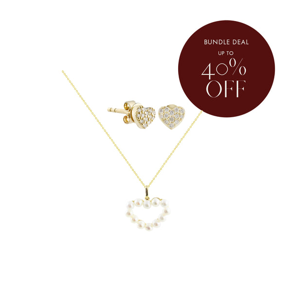 Bundle Deal: Game Changer Heart Diamond Stud Earrings and In Too Deep Necklace