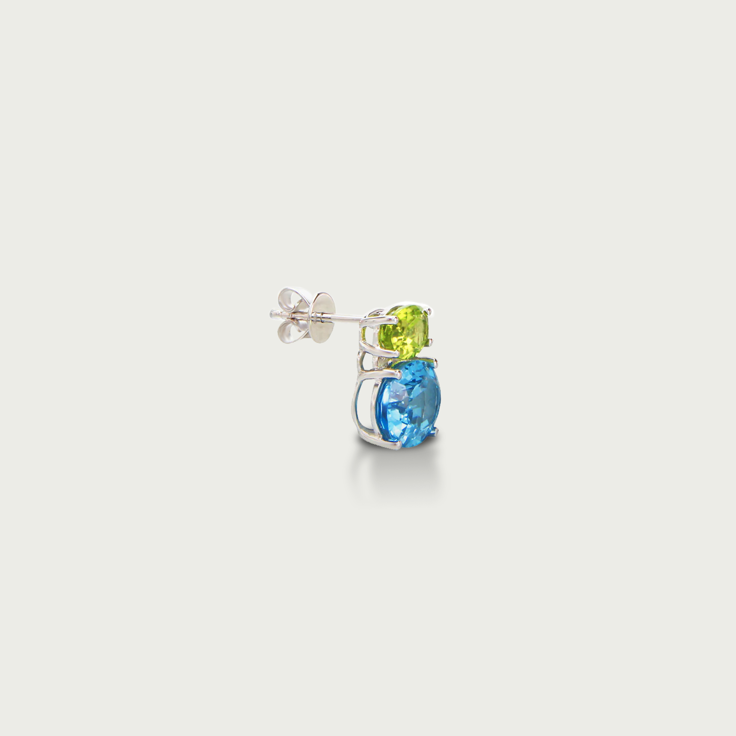 Just Wear 'Em Peridot and Blue Topaz Contrast Stud Earrings