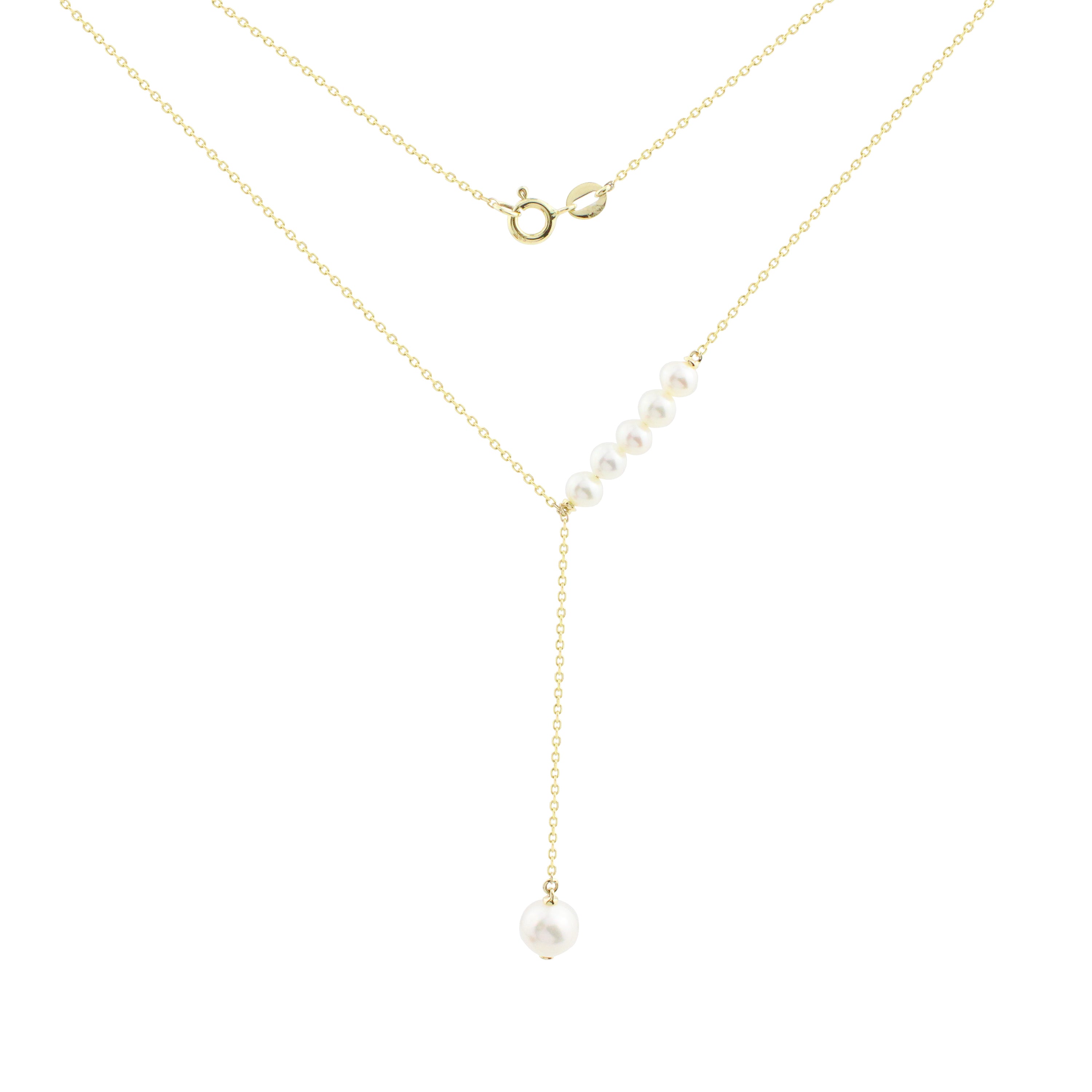 Solitaire Drape Pearl Necklace