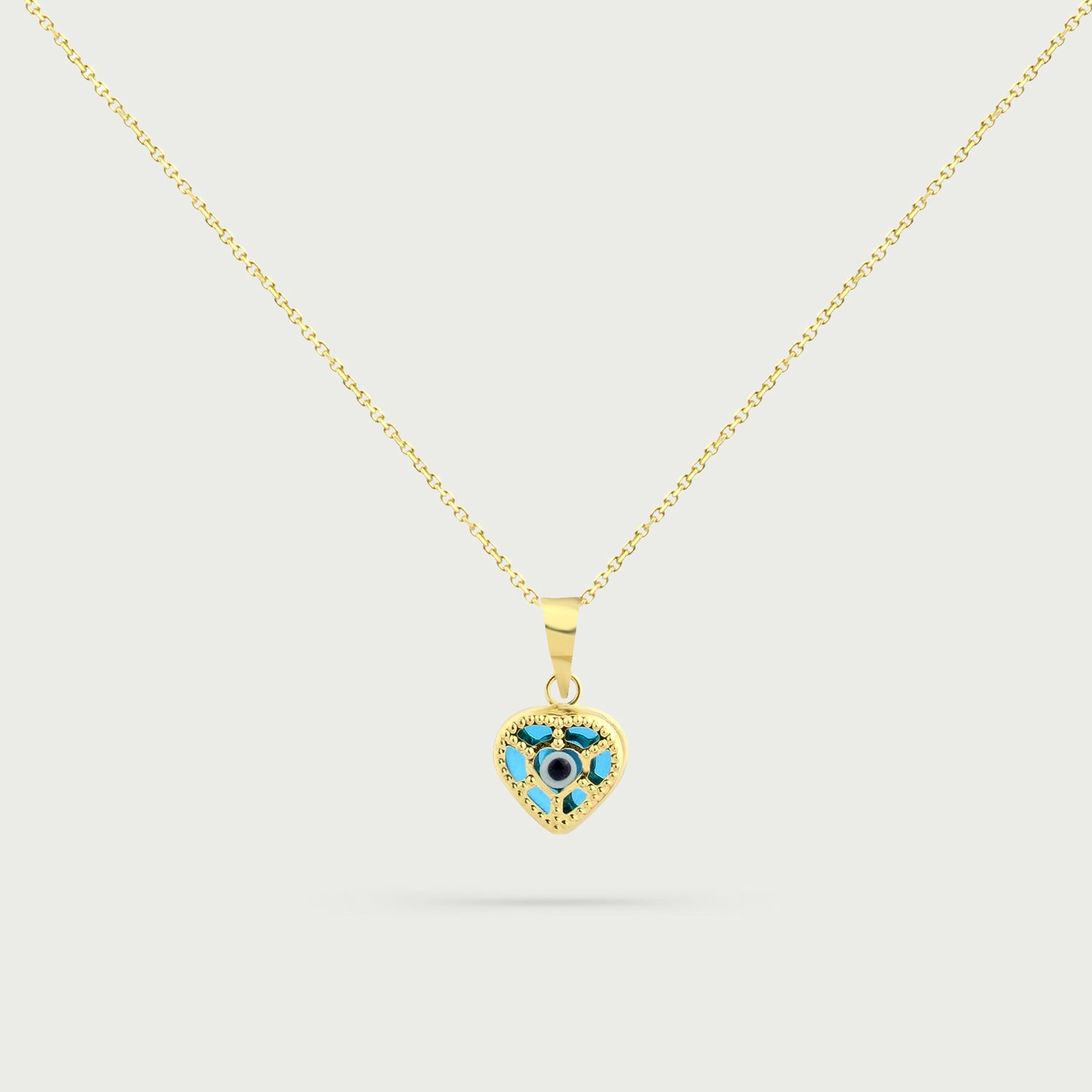 Evil Eye Heart Gold Necklace
