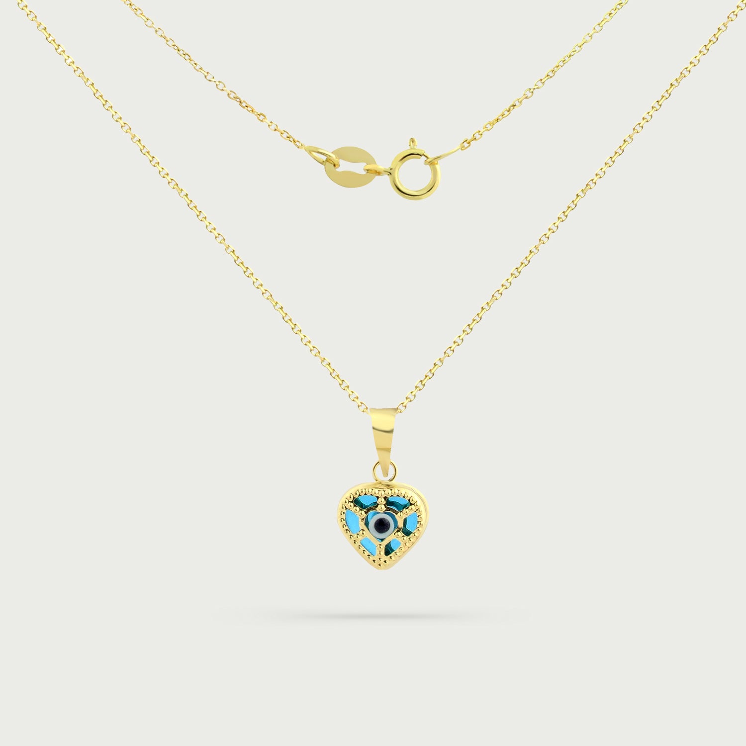Evil Eye Heart Gold Necklace