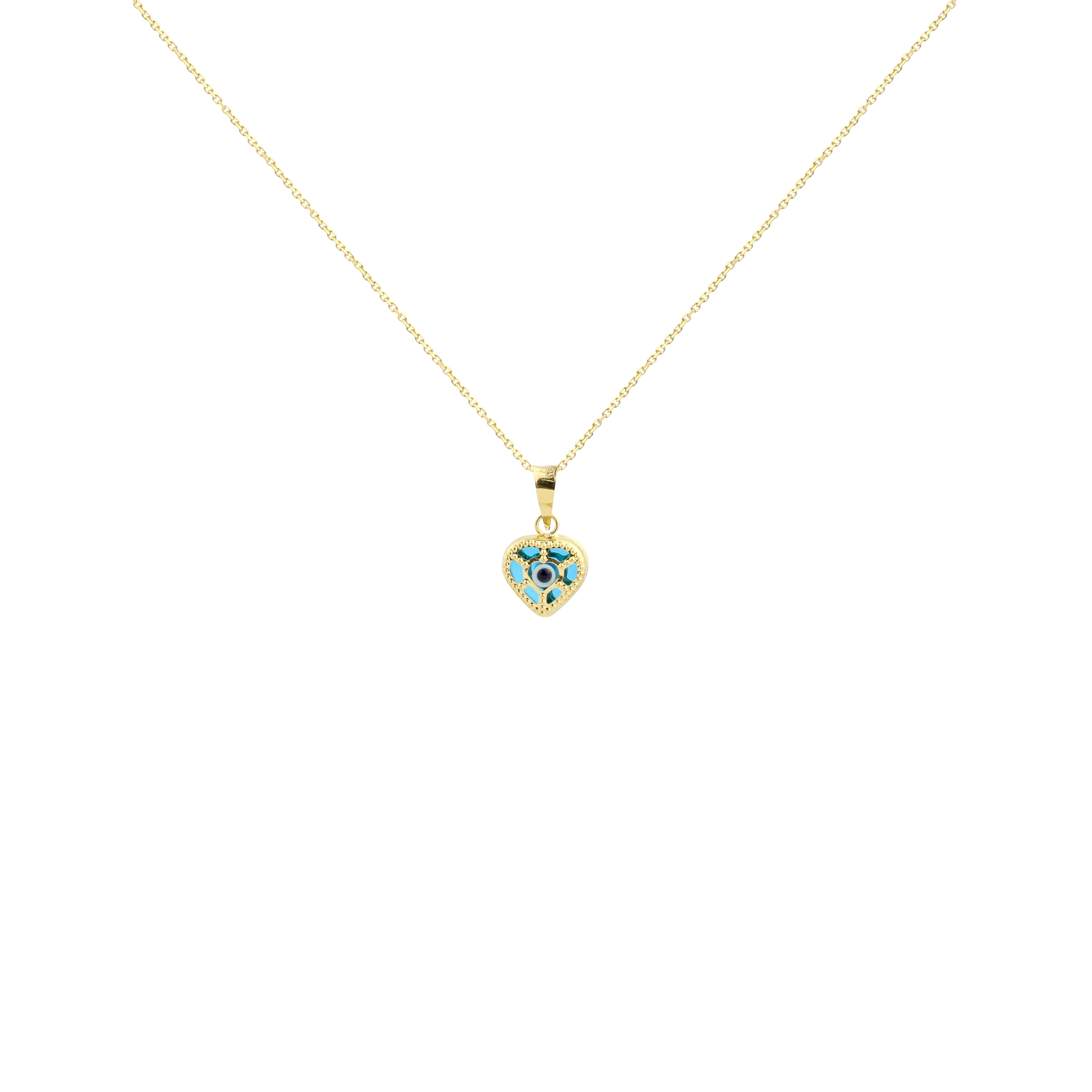 Evil Eye Heart Gold Necklace