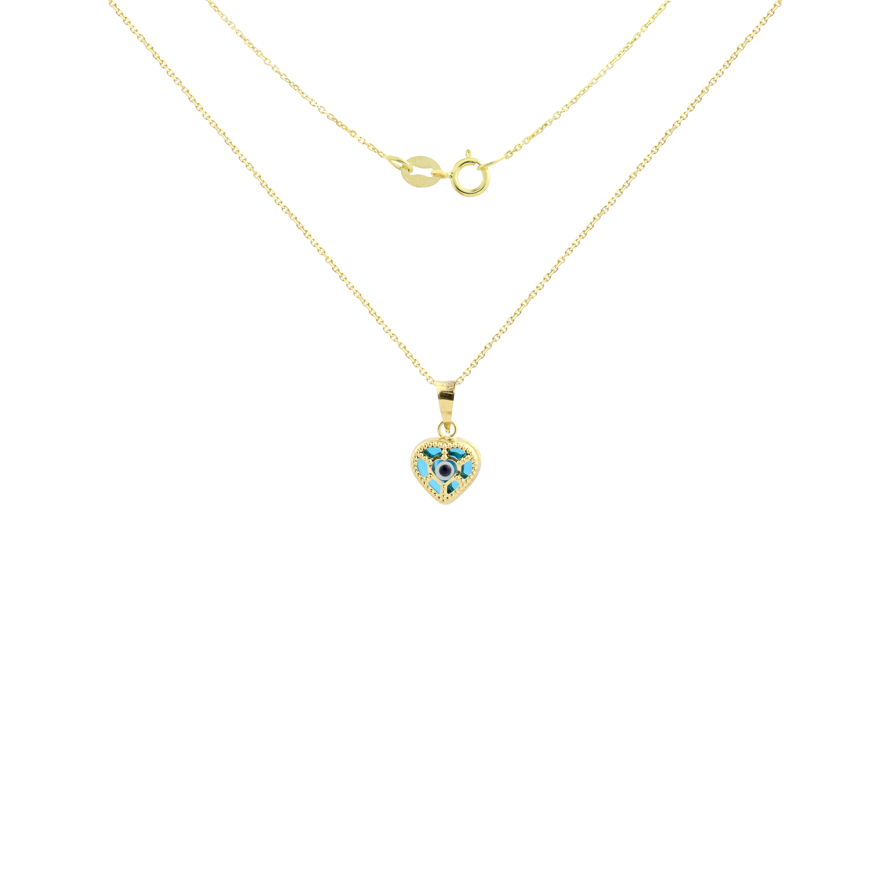 Evil Eye Heart Gold Necklace