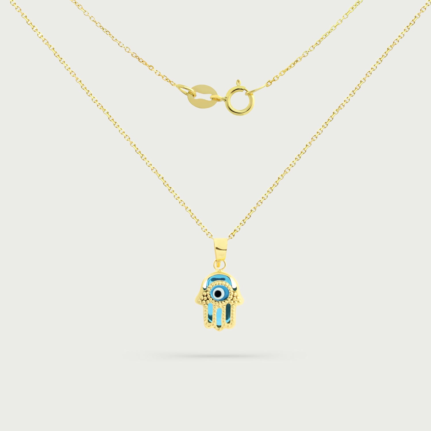 Evil Eye Hamsa Hand Gold Necklace