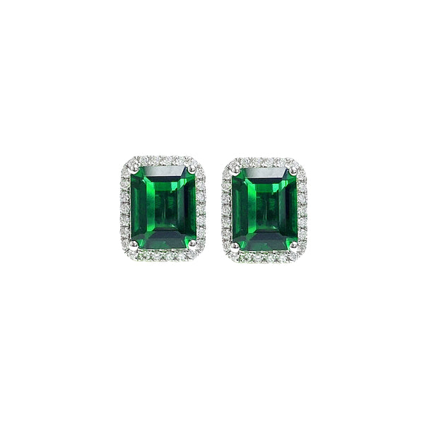Emerald-Cut Emerald Stud Earrings