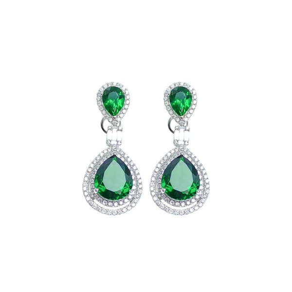 Teardrop Emerald Dangling Earrings
