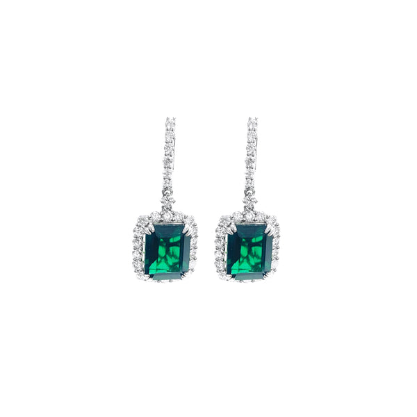 Emerald-Cut Emerald Dangling Earrings