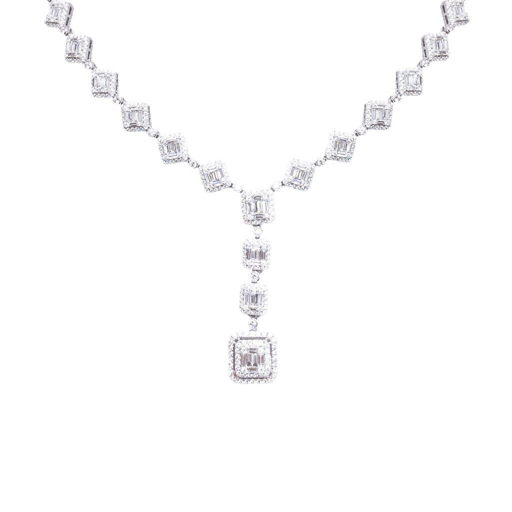 Emerald-Cut Diamond Drop Necklace