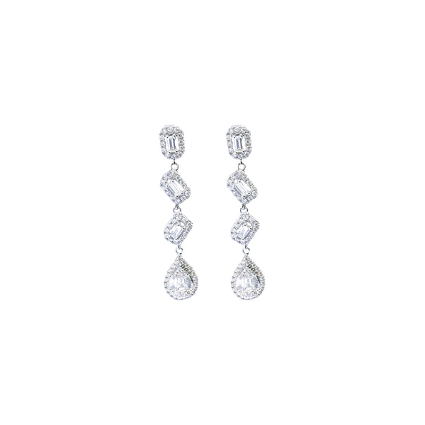 Multi-Shaped Diamond Linear Dangling Earrings
