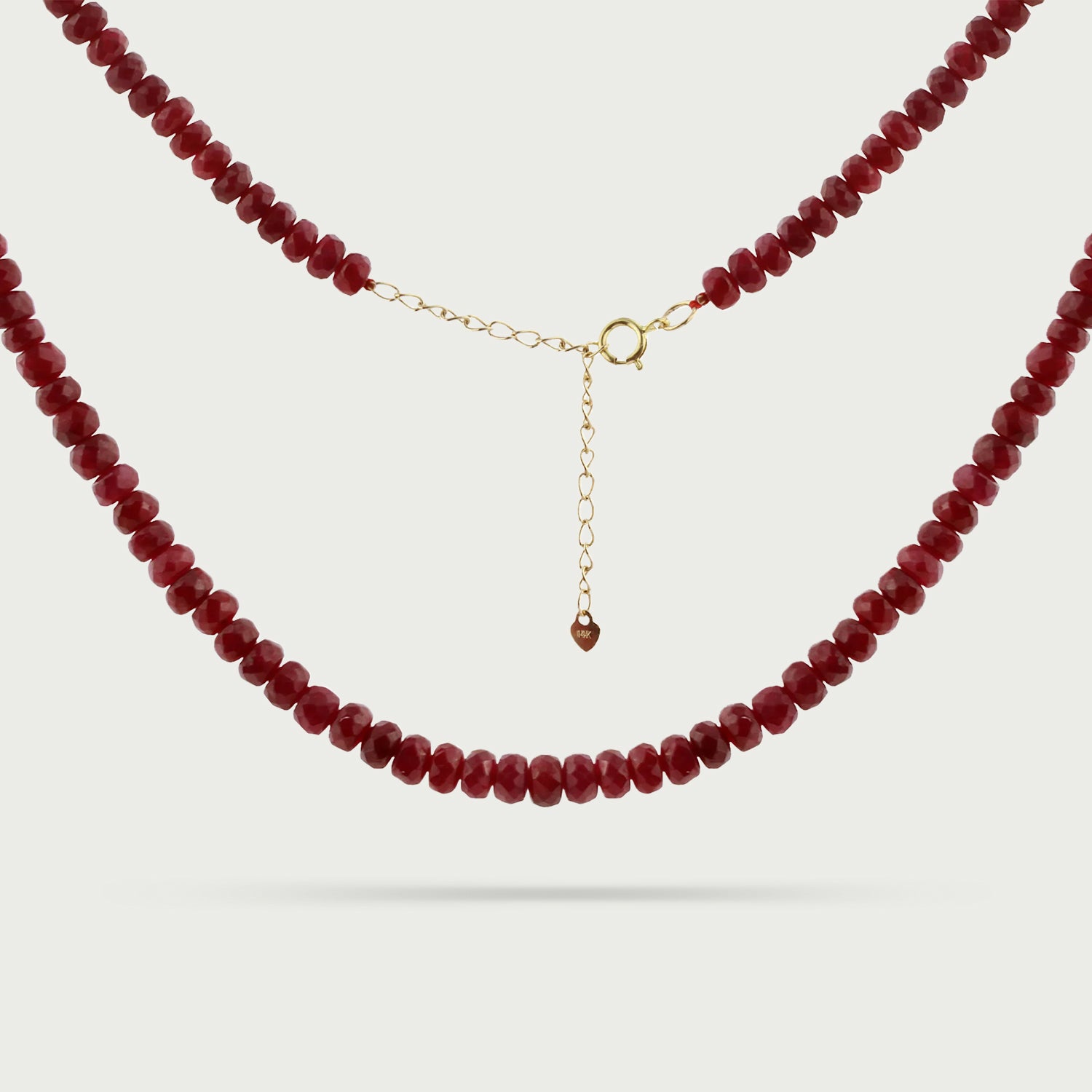 Crimson Line Ruby Beaded Necklace