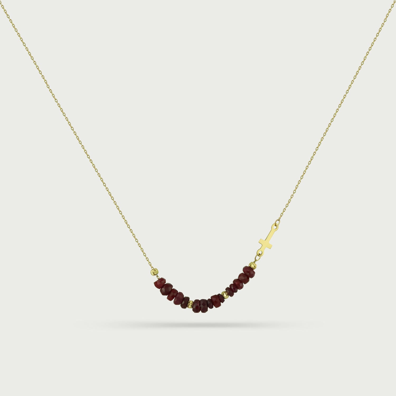 Seraphina Ruby Cross Beaded Necklace