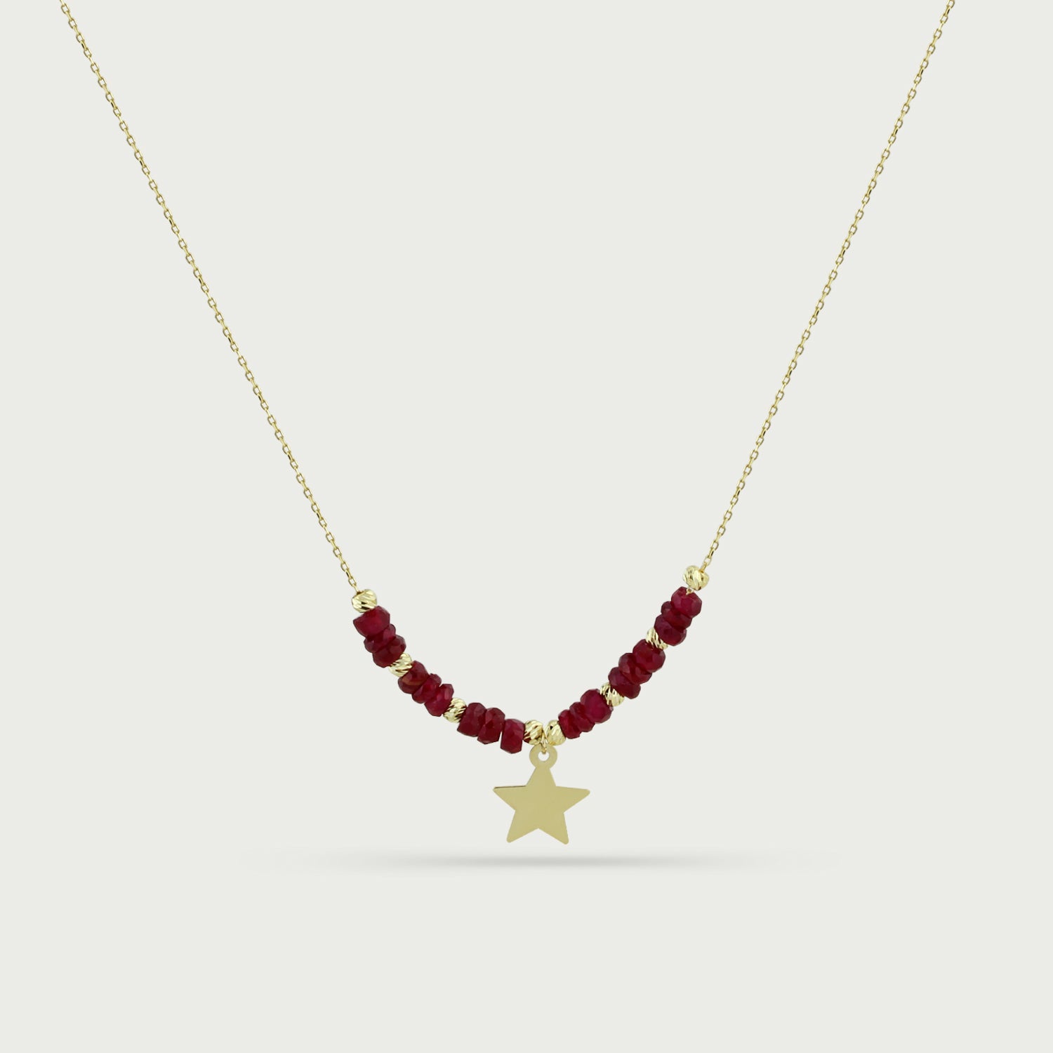 Crimson Constellation Ruby Beaded Necklace