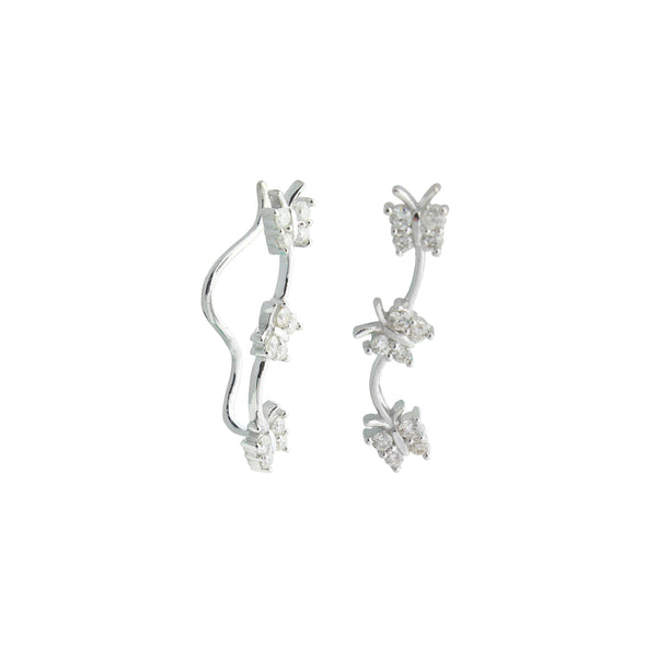 Triple Butterfly Crawler Earrings