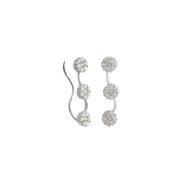 Triple Blossom Crawler Earrings