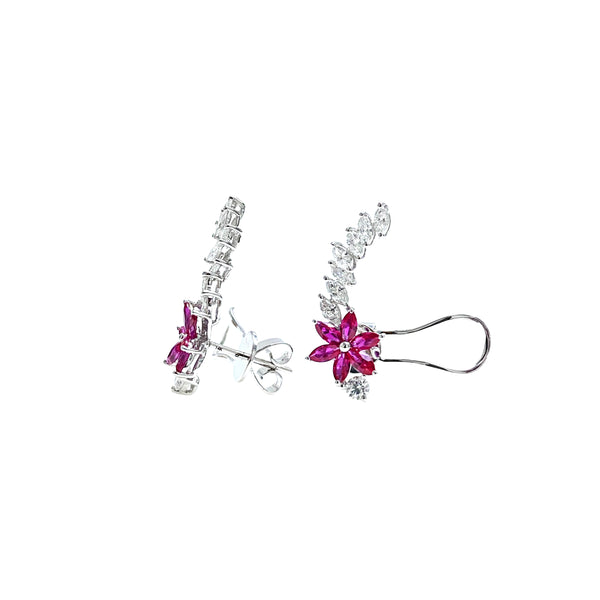 Ruby Floral Crawler Earrings