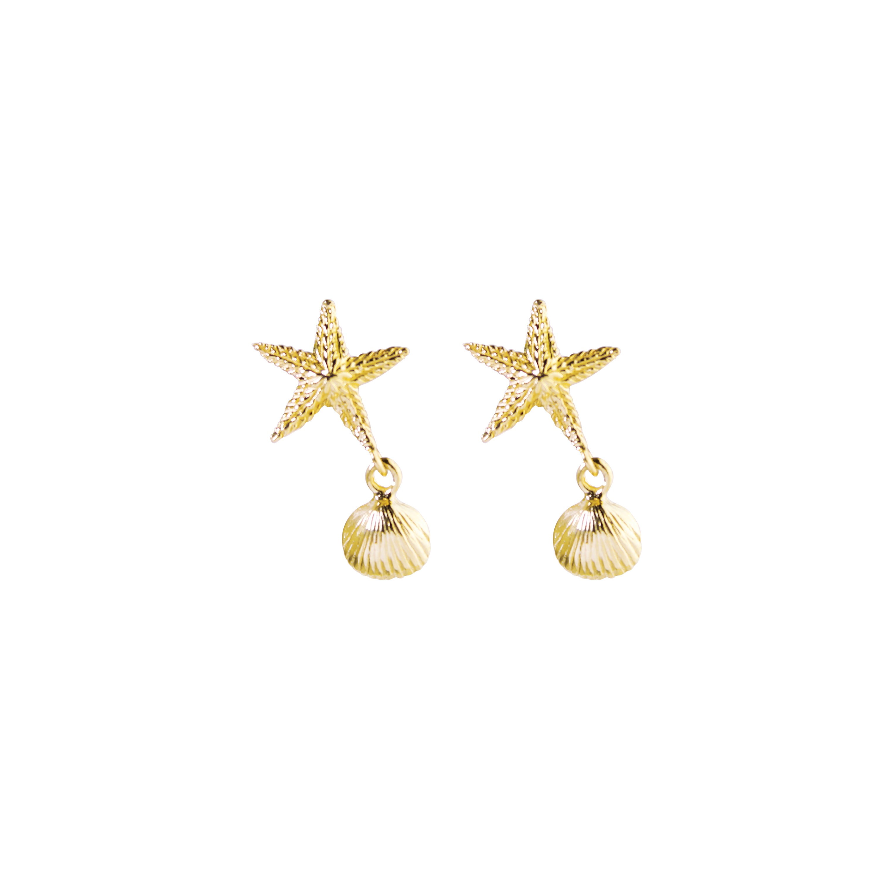 Sun, Sea, and Sand Gold Dangling Earrings