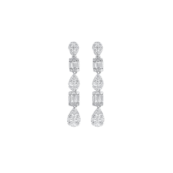 Multi-Shaped Diamond Dangling Earrings