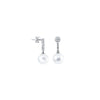 White South Sea Pearl Dangling Earrings with Diamond