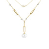 White Freshwater Pearl in Two-toned Link Necklace